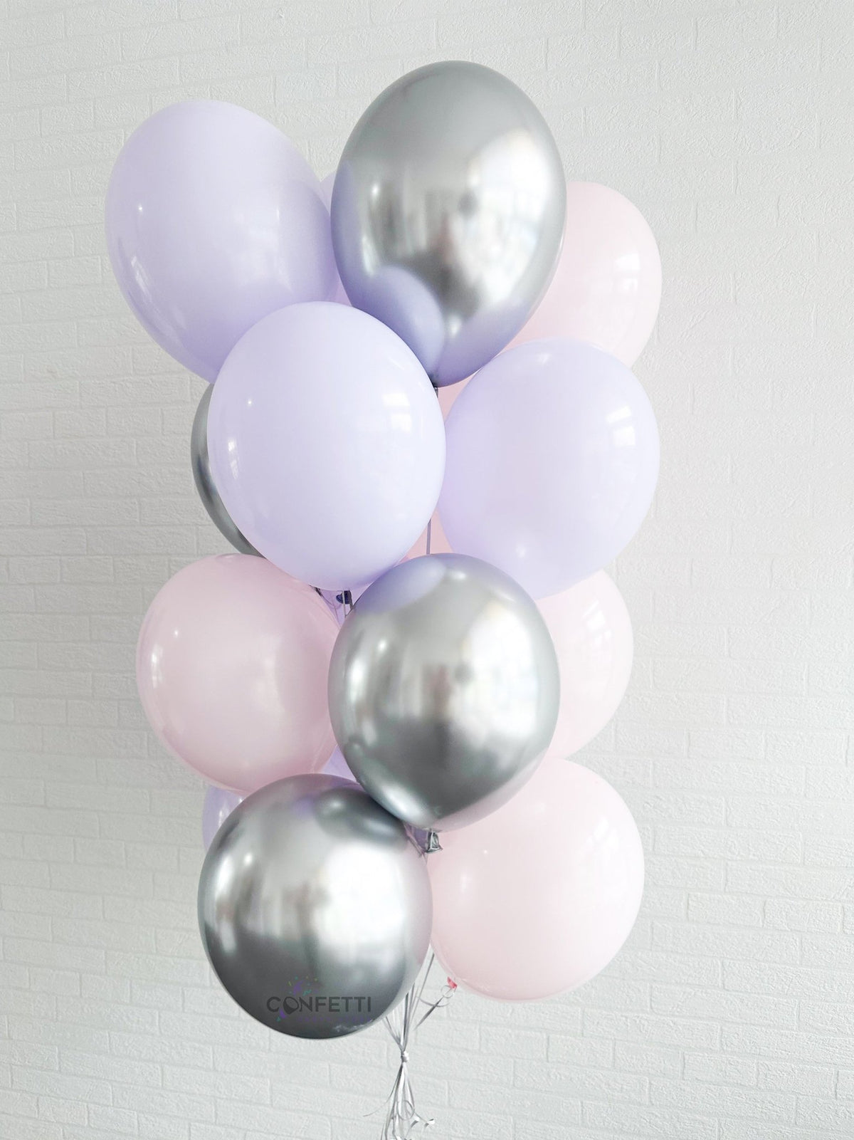 Serene Lavender with Chrome Helium Latex Balloon Bouquet - Confetti Party Store Balloons Limassol