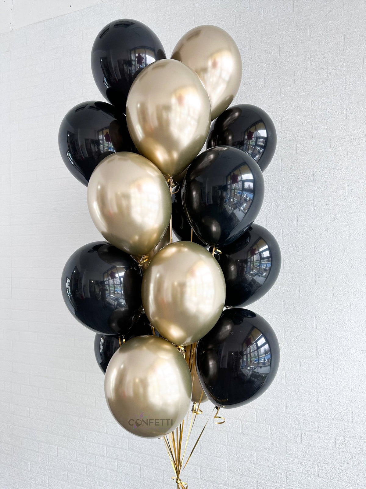 Midnight with Gold Elegance Helium Latex Balloon Bouquet - Confetti Party Store Balloons Limassol