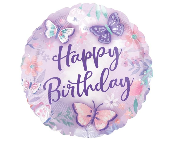 Butterfly Happy Birthday Foil Balloon 43 cm - Confetti Party Store Balloons Limassol