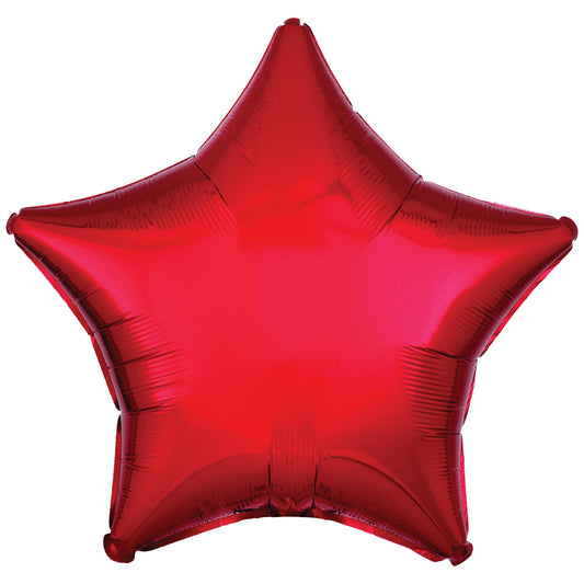 Star Foil Balloon Silk Lustre Dark Red 46cm - Confetti Party Store Balloons Limassol