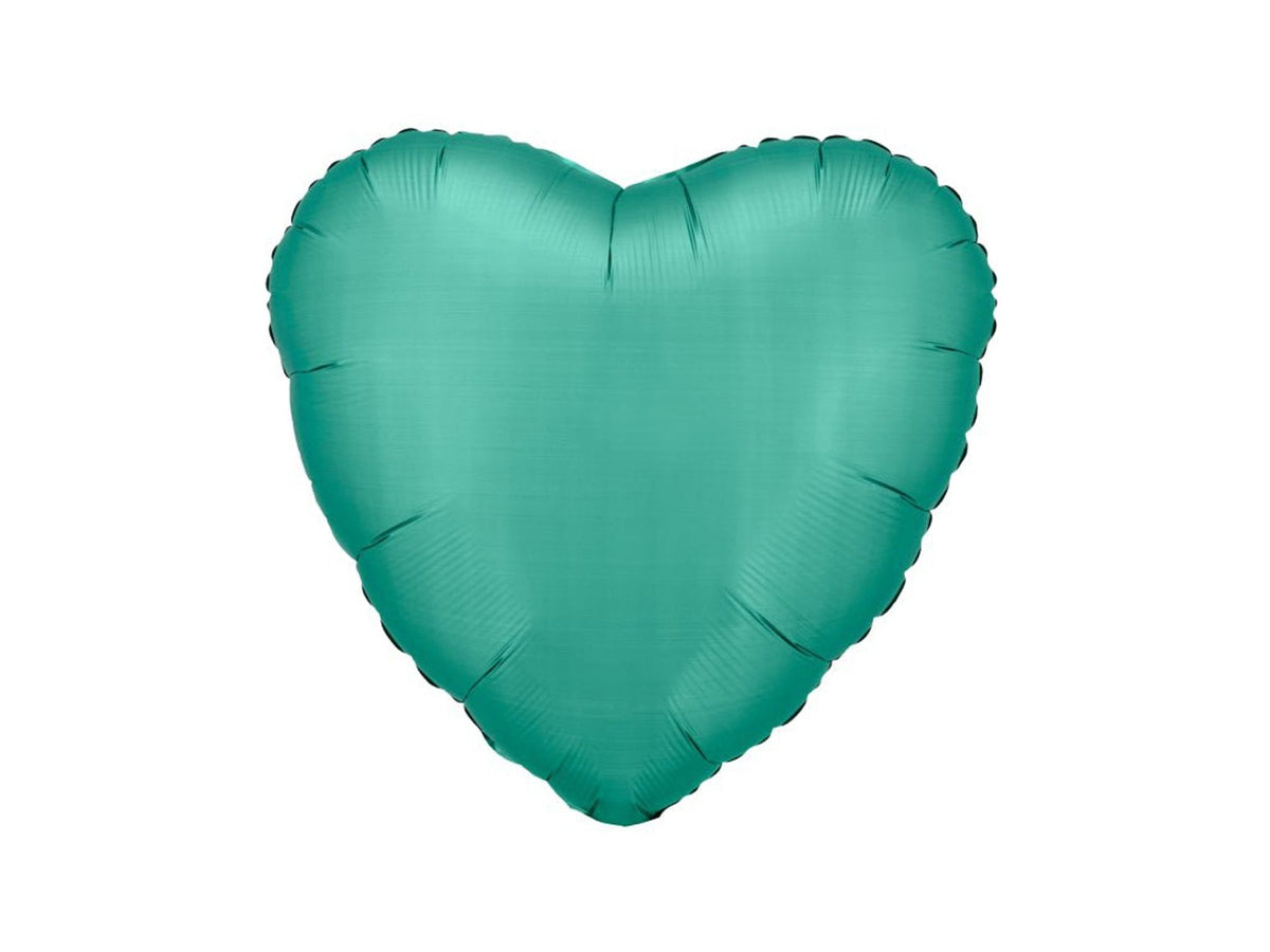 Heart Foil Balloon Silk Lustre Jade Green 46cm - Confetti Party Store Balloons Limassol