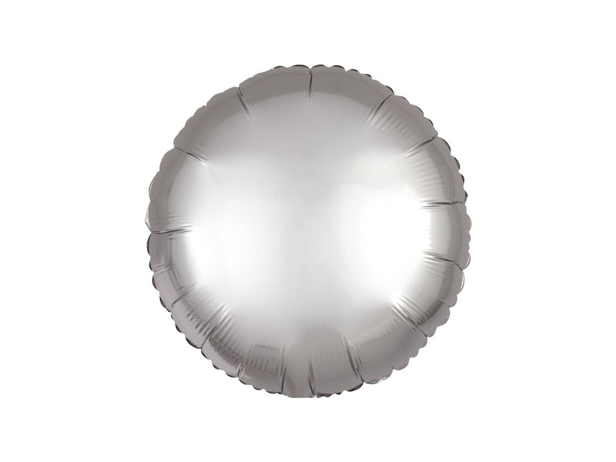 Round Foil Balloon Silk Lustre Silver 43cm