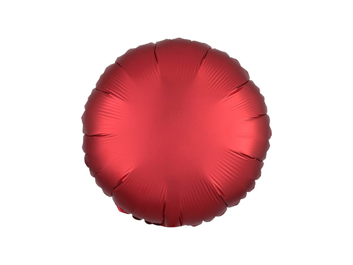 Round Foil Balloon Silk Lustre Dark Red 43cm - Confetti Party Store Balloons Limassol