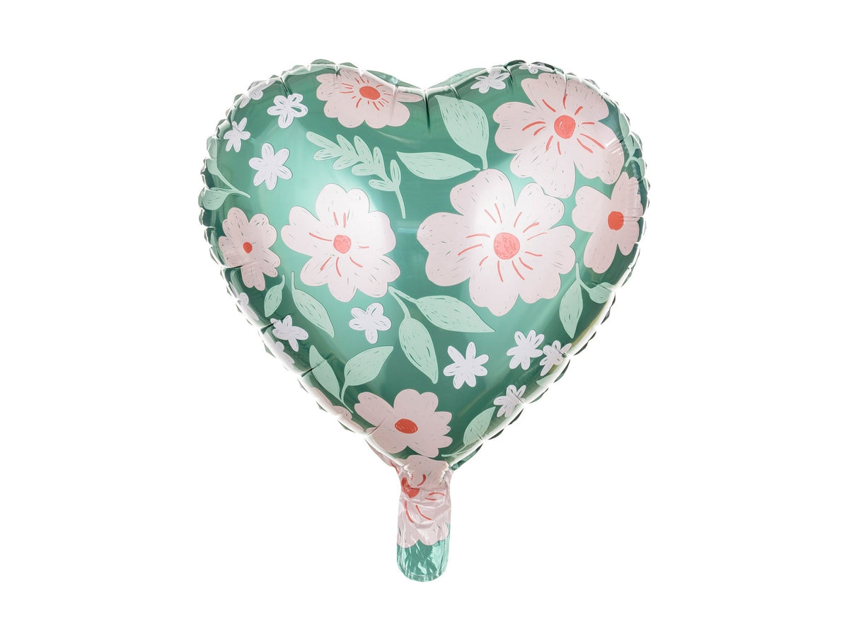 Heart with Flowers Foil Balloon 45cm - Confetti Party Store Balloons Limassol