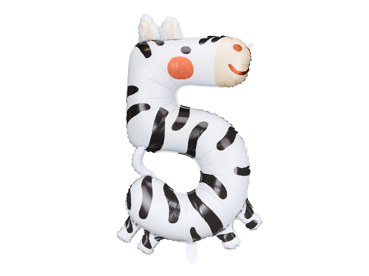 Number 5 Zebra Foil Balloon 98cm - Confetti Party Store Balloons Limassol