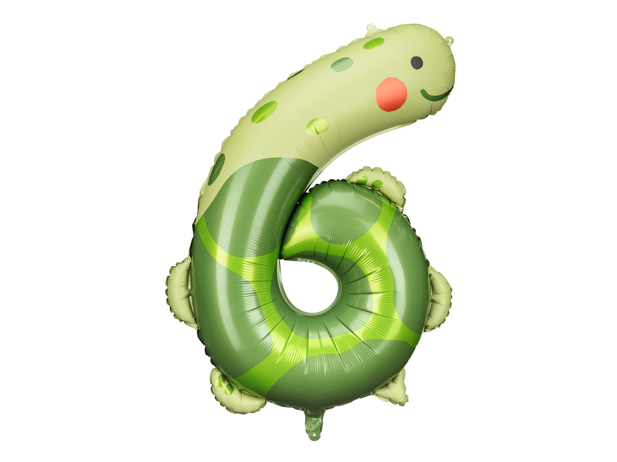 Number 6 Turtle Foil Balloon 96cm - Confetti Party Store Balloons Limassol