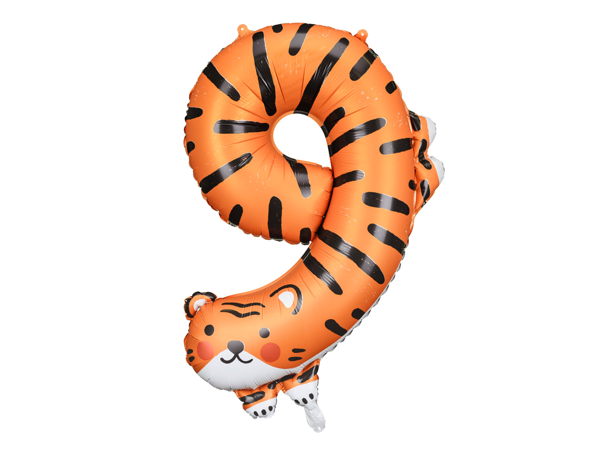Number 9 Tiger Foil Balloon 87cm - Confetti Party Store Balloons Limassol