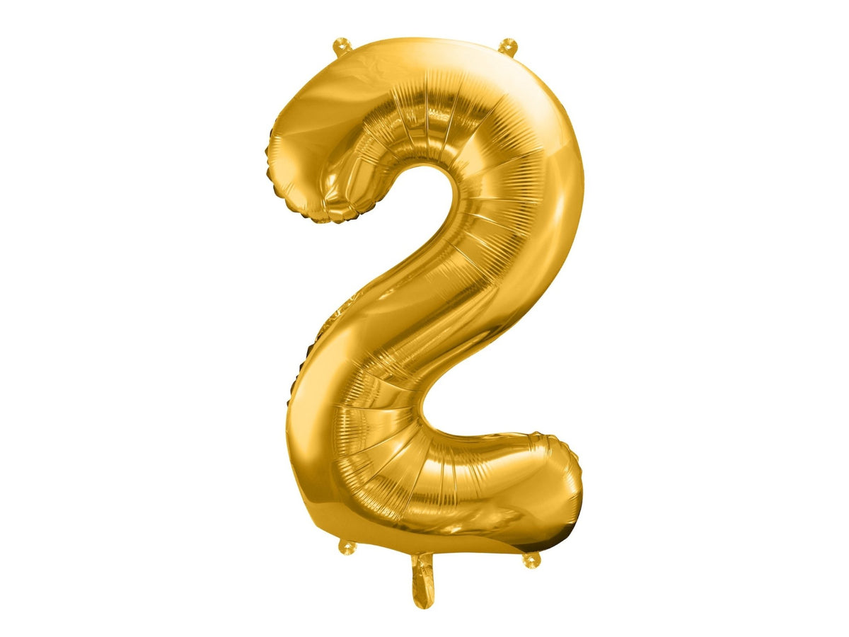 Number 2 Foil Balloon Gold 86cm - Confetti Party Store Balloons Limassol
