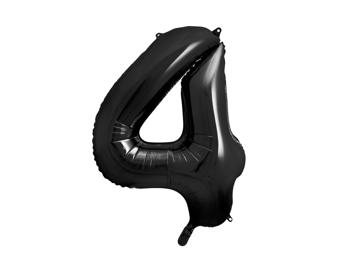 Number 4 Foil Balloon Black 86cm - Confetti Party Store Balloons Limassol