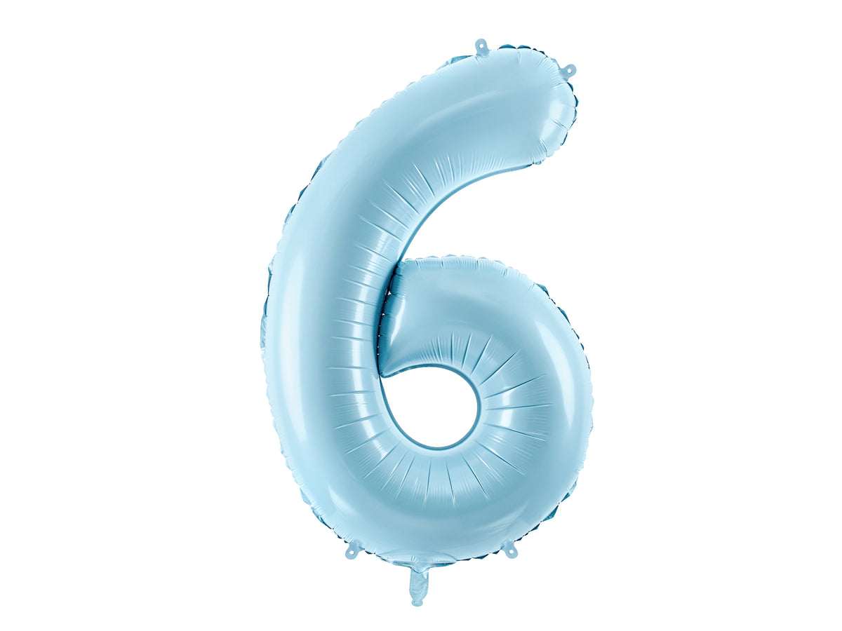 Number 6 Foil Balloon Light Blue 86cm - Confetti Party Store Balloons Limassol