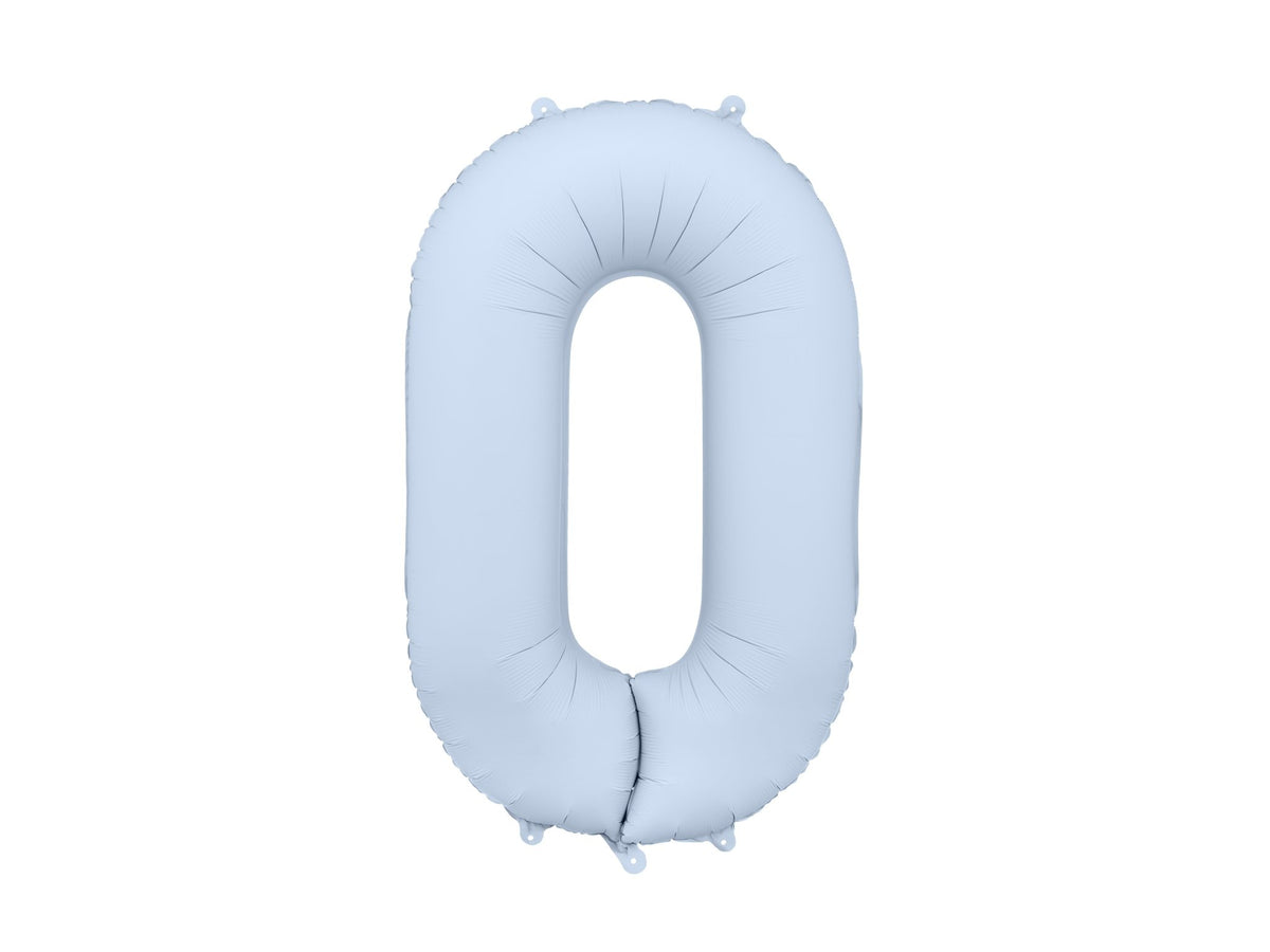 Number 0 Foil Balloon, 86cm, Matte Misty Blue - Confetti Party Store Balloons Limassol