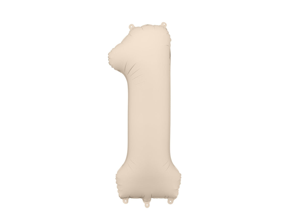 Number 1 Foil Balloon, 86cm, Matte Beige - Confetti Party Store Balloons Limassol