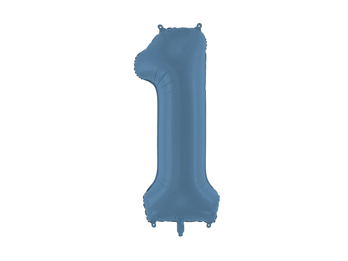 Number 1 Foil Balloon, 86cm, Matte Blue - Confetti Party Store Balloons Limassol