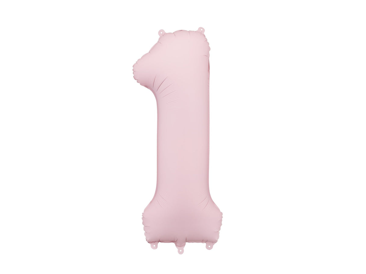 Number 1 Foil Balloon, 86cm, Matte Light Pink - Confetti Party Store Balloons Limassol