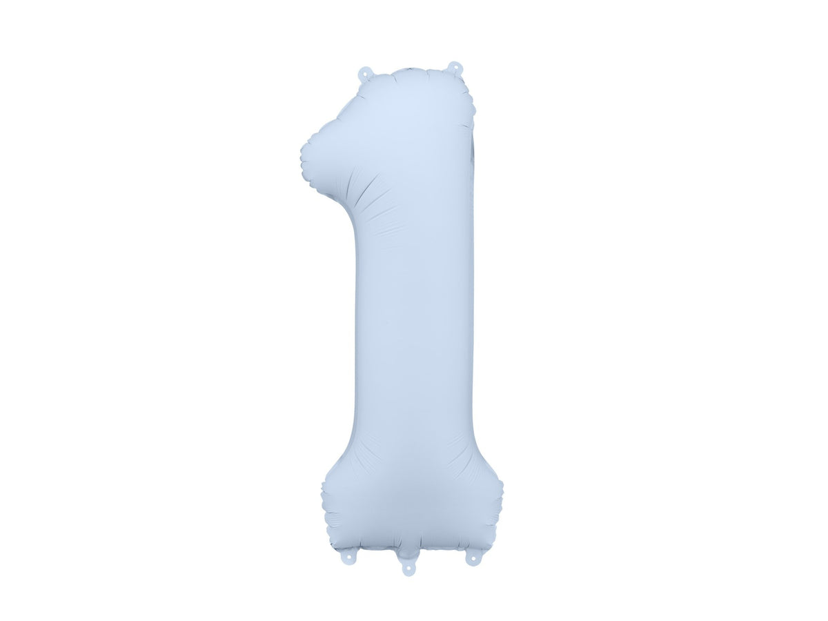 Number 1 Foil Balloon, 86cm, Matte Misty Blue - Confetti Party Store Balloons Limassol