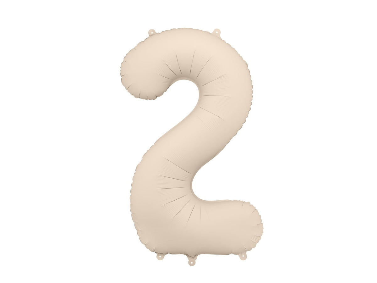 Number 2 Foil Balloon, 86cm, Matte Beige - Confetti Party Store Balloons Limassol