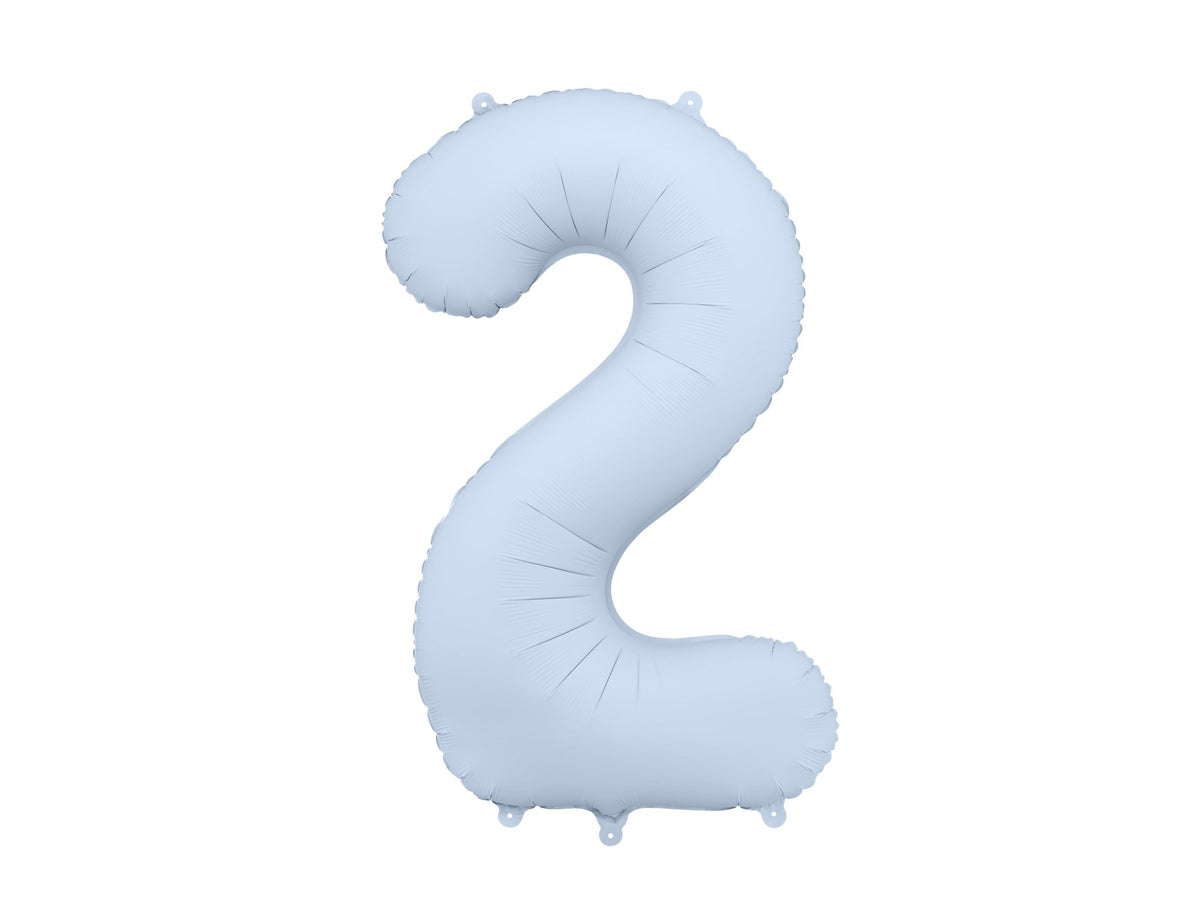 Number 2 Foil Balloon, 86cm, Matte Misty Blue - Confetti Party Store Balloons Limassol