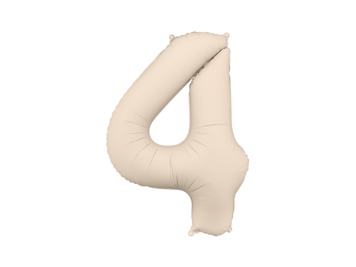 Number 4 Foil Balloon, 86cm, Matte Beige - Confetti Party Store Balloons Limassol
