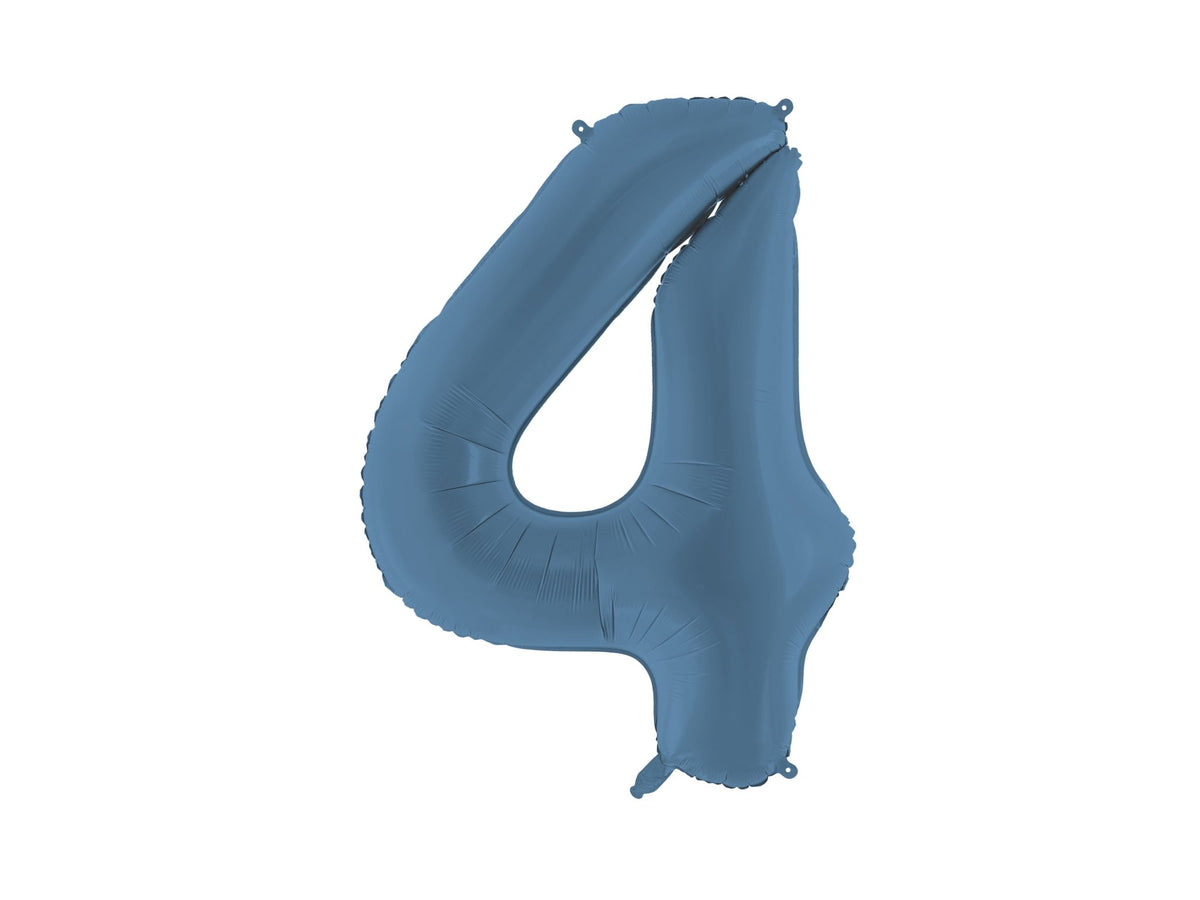 Number 4 Foil Balloon, 86cm, Matte Blue - Confetti Party Store Balloons Limassol