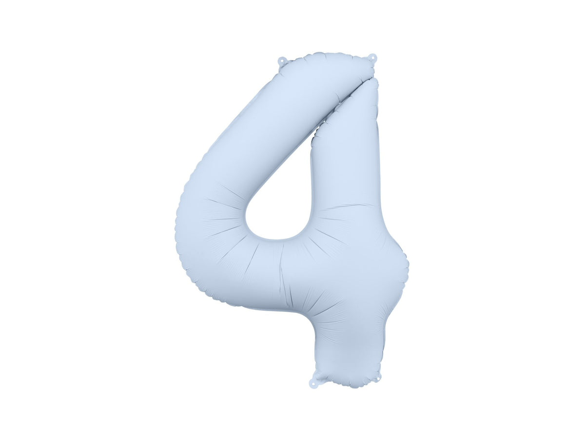 Number 4 Foil Balloon, 86cm, Matte Misty Blue - Confetti Party Store Balloons Limassol
