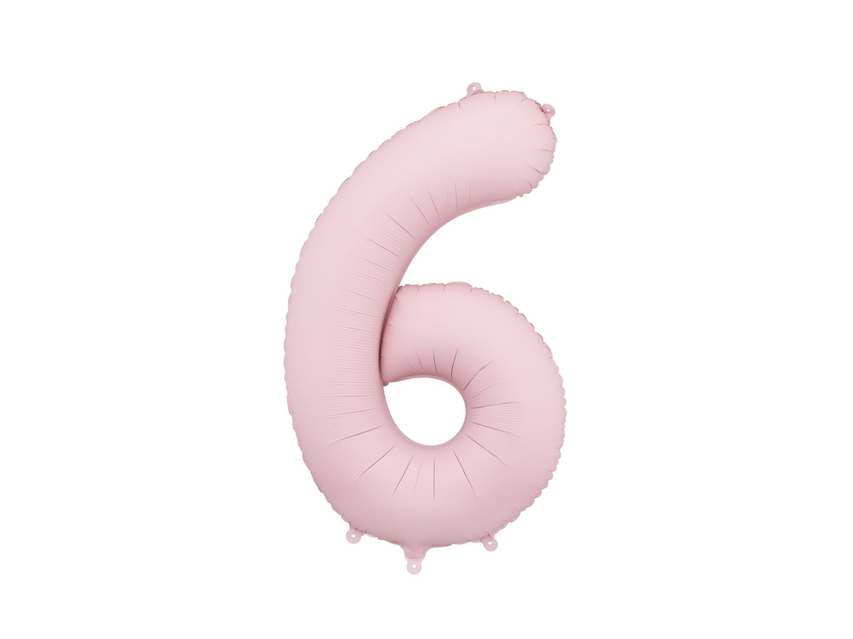 Number 6 Foil Balloon, 86cm, Matte Light Pink - Confetti Party Store Balloons Limassol