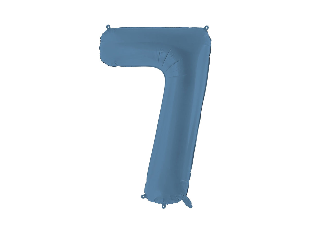 Number 7 Foil Balloon, 86cm, Matte Blue - Confetti Party Store Balloons Limassol