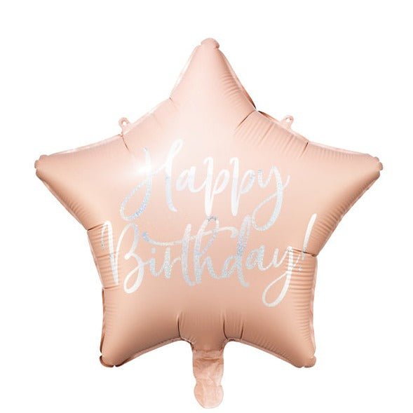 Star Foil Balloon Happy Birthday Rose Gold 46cm - Confetti Party Store Balloons Limassol