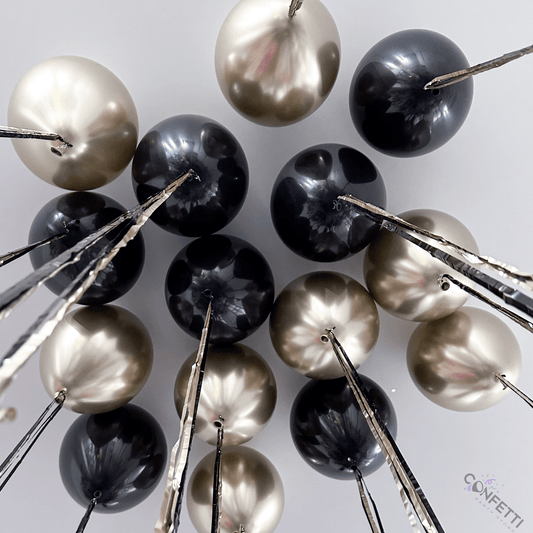 20 Gold and Black Ceiling Balloons - Confetti Party Store Balloons Limassol