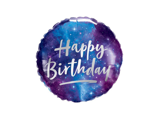 Round Foil Balloon Birthday Galaxy 43cm - Confetti Party Store Balloons Limassol