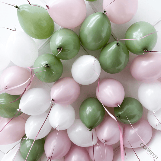 20 Rosemary, Dusk Pink, and White Ceiling Balloons - Confetti Party Store Balloons Limassol
