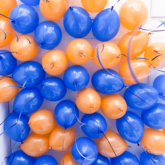 20 Orange and Bright Blue Ceiling Balloons - Confetti Party Store Balloons Limassol