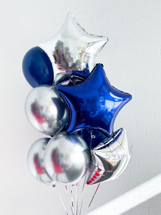 Starry Night Shine Helium Latex Balloon Bouquet - Confetti Party Store Balloons Limassol