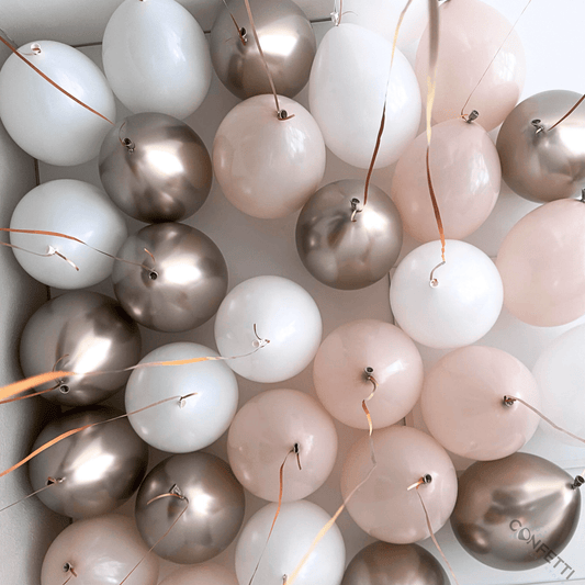 20 Beige, Gold, and White Ceiling Balloons - Confetti Party Store Balloons Limassol