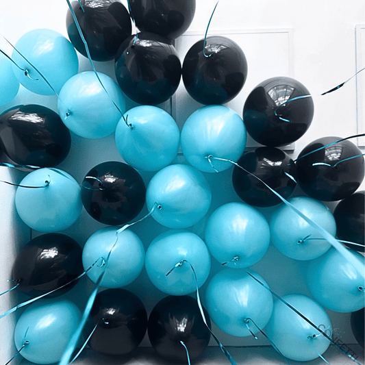 20 Turquoise and Black Ceiling Balloons - Confetti Party Store Balloons Limassol