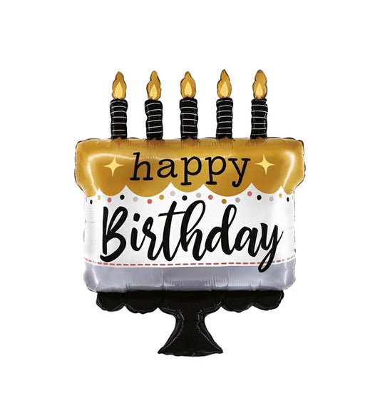 Happy Birthday Cake Satin Metallic Foil Balloon 71cm - Confetti Party Store Balloons Limassol