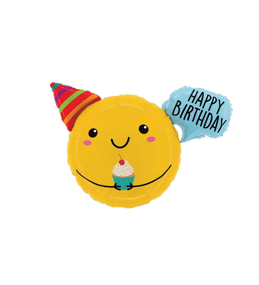 Birthday Smiley Says Foil Balloon 81cm - Confetti Party Store Balloons Limassol