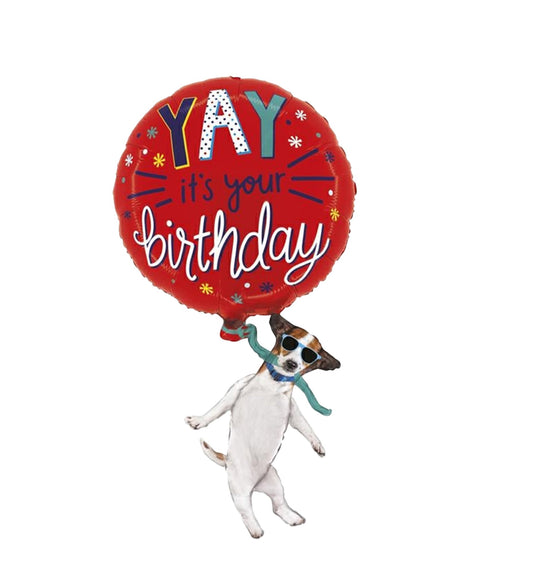 Yay Birthday Dog Foil Balloon 97cm - Confetti Party Store Balloons Limassol