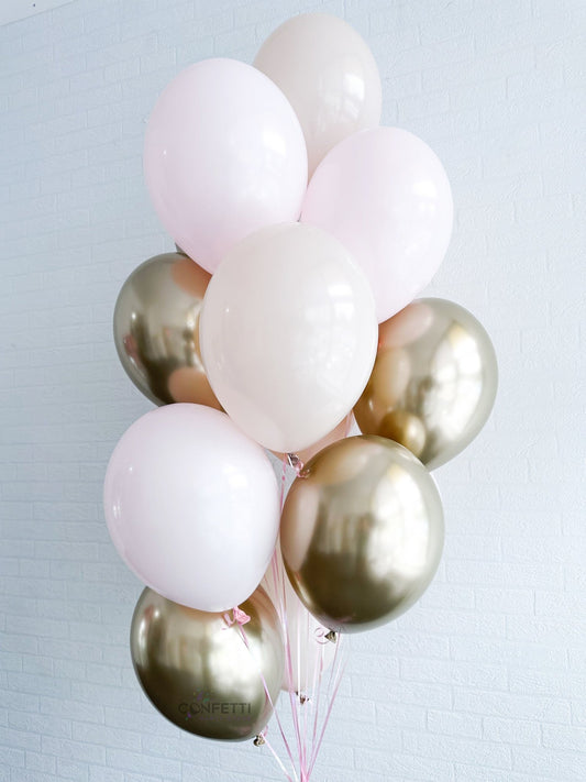 Blush and Gold Elegance Helium Latex Balloon Bouquet - Confetti Party Store Balloons Limassol