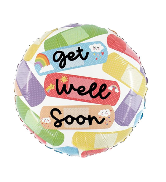 Round Cheerful Get Well Bandaid Foil Balloon 46cm - Confetti Party Store Balloons Limassol
