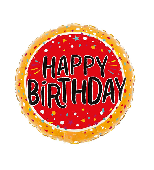 Round Birthday Fun Confetti Foil Balloon 46 cm - Confetti Party Store Balloons Limassol