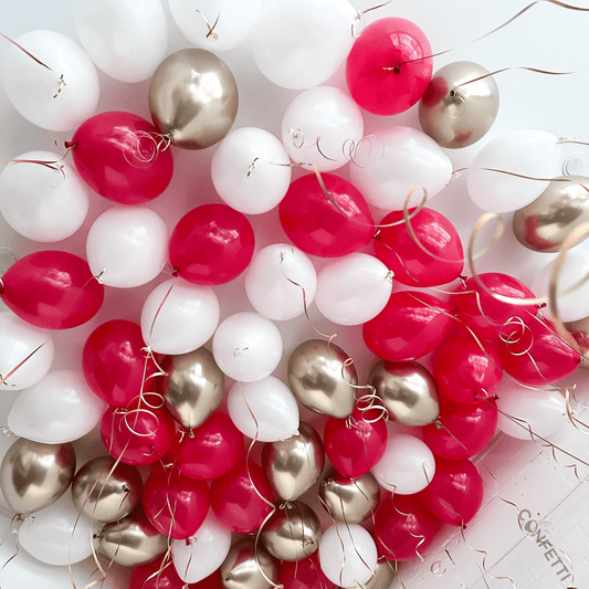20 Red, White, and Gold Ceiling Balloons - Confetti Party Store Balloons Limassol