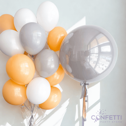 Peach and Grey Balloon Bouquet Set - Confetti Party Store Balloons Limassol