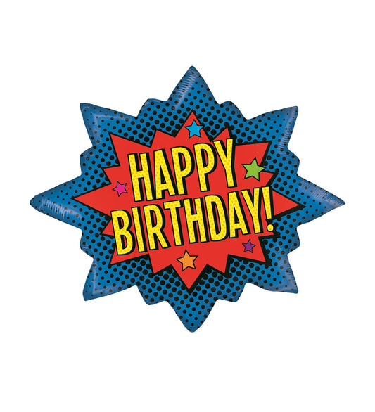 Super Hero Birthday Burst Foil Balloon 89cm - Confetti Party Store Balloons Limassol