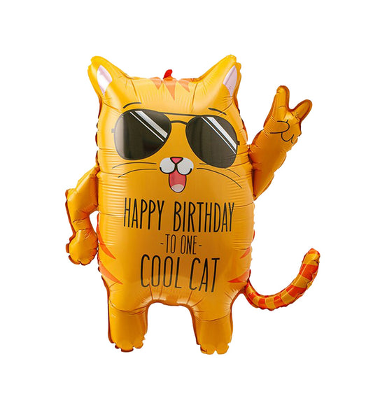 Cool Cat Birthday Foil Balloon 84cm - Confetti Party Store Balloons Limassol
