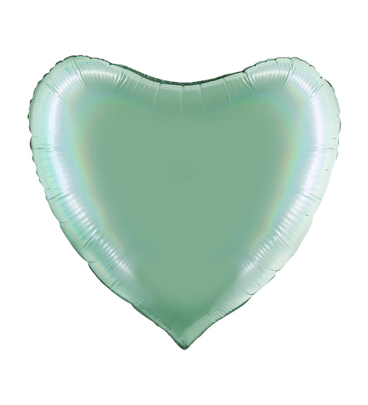 Big Heart Rainbow Holographic Platinum Tiffany Foil Balloon 91cm