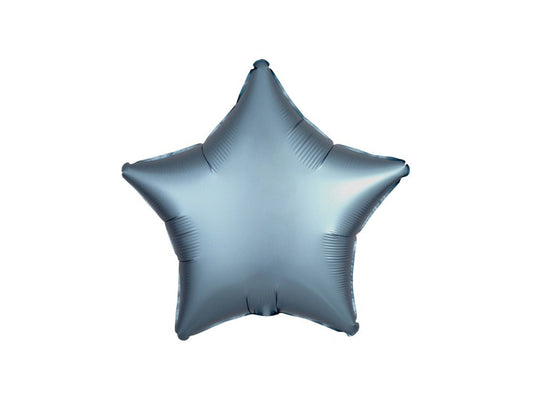Star Foil Balloon Satin Luxe Metallic Mattee Steel Blue 46cm
