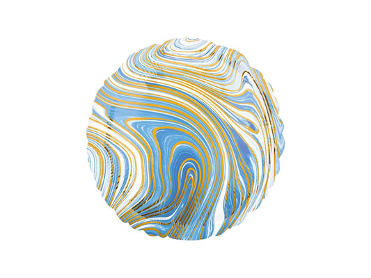 Round Foil Balloon Blue Marble 43cm - Confetti Party Store Balloons Limassol
