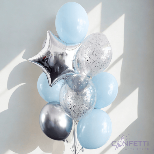 Silver Sky Balloon Bouquet - Confetti Party Store Balloons Limassol