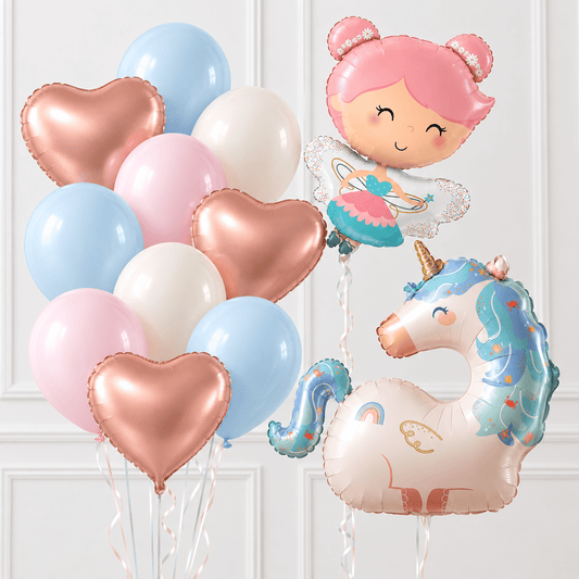 Fairy Princess & Unicorn Helium Balloon Set - Confetti Party Store Balloons Limassol