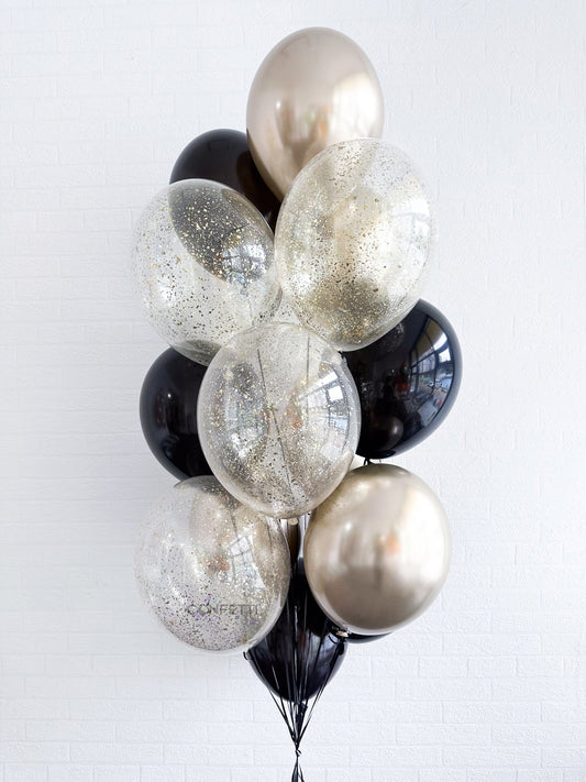 Midnight and Moonlight Sparkle Helium Latex Balloon Bouquet - Confetti Party Store Balloons Limassol